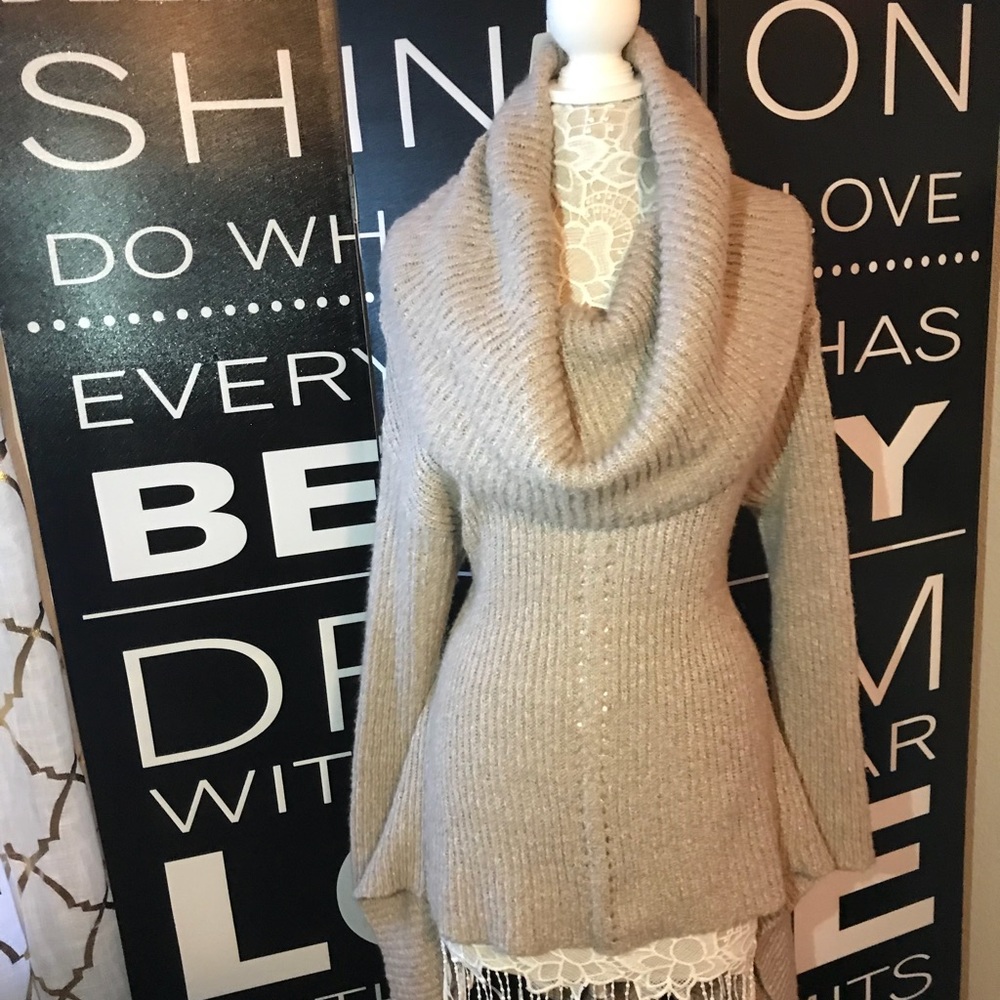Taupe Sweater w/  big neck